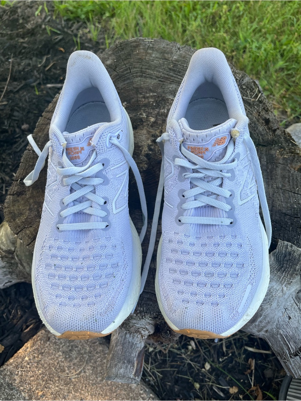 New Balance Women's violet Athletic Running Sneakers with Tan Accents - Picture 7 of 8
